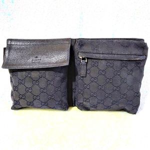 Authentic GUCCI Black GG Canvas Waist Belt Pouch Pack